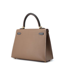 将图像加载到图库查看器中，HERMES Kelly Sellier tricolor Etoupe/Ardoise/Black Epsom Size 25
