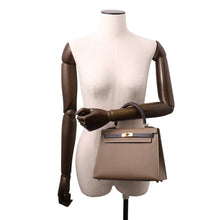 将图像加载到图库查看器中，HERMES Kelly Sellier tricolor Etoupe/Ardoise/Black Epsom Size 25
