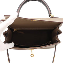 将图像加载到图库查看器中，HERMES Kelly Sellier tricolor Etoupe/Ardoise/Black Epsom Size 25
