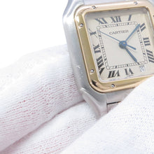 将图像加载到图库查看器中，CARTIER PANTHEREMM 2 Row W26.5mm × H26.8mm Stainless Steel K18YG Ivory DialW25028B6

