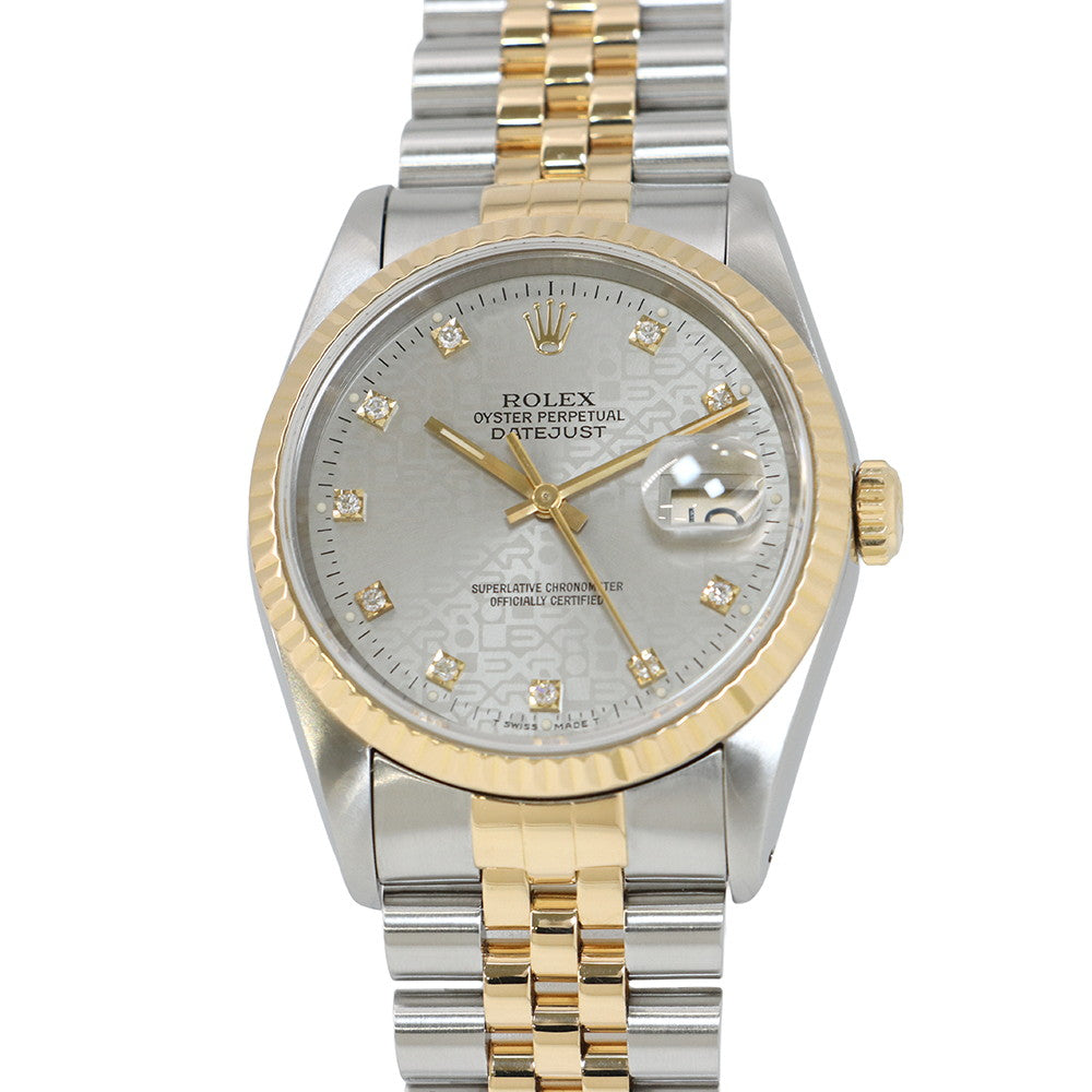 ROLEX Datejust W36mm Stainless Steel K18YG Silver Dial16233G