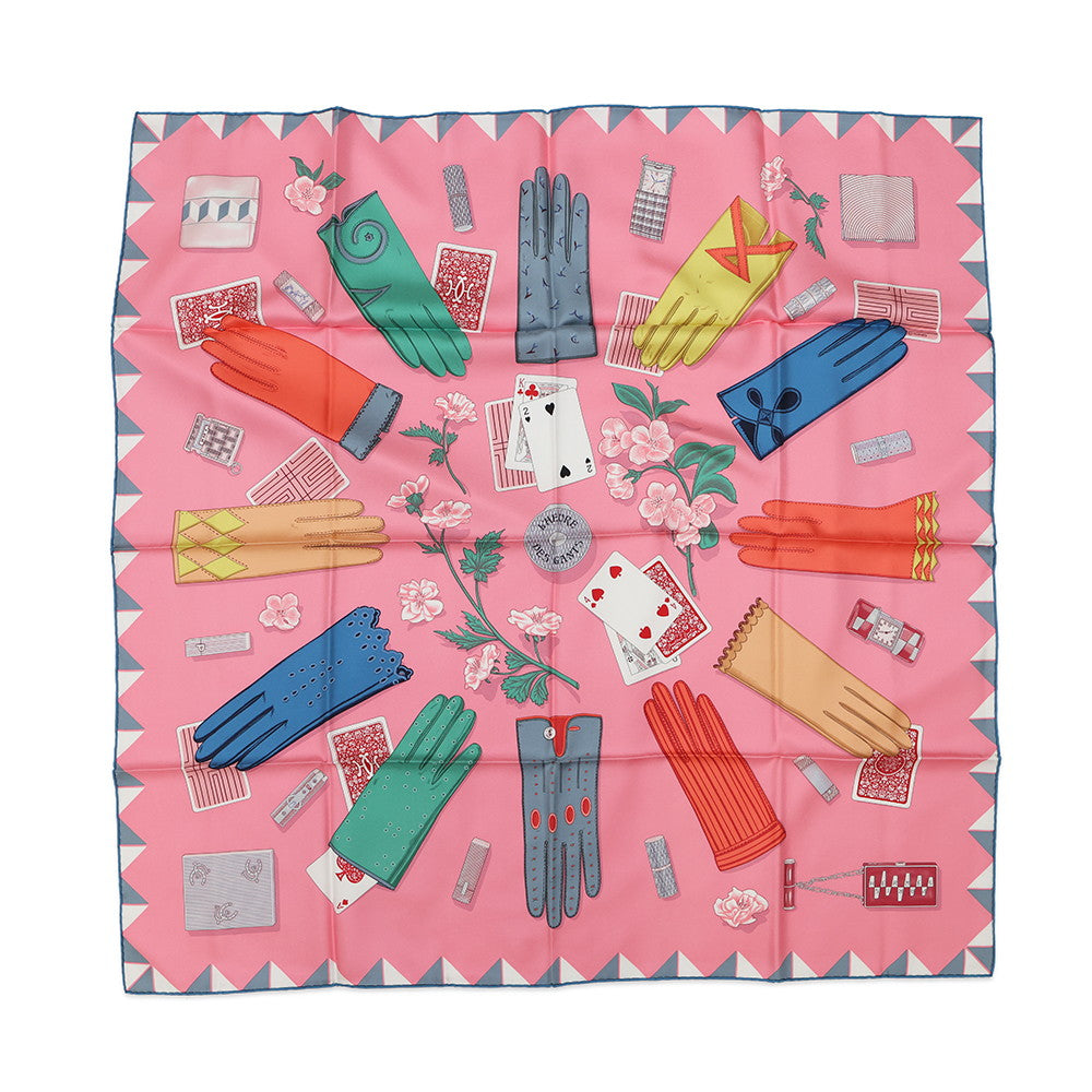 HERMES Wristwatch L'Heure des Gants by Carre Gloves Size 90 Rose Bonbon / Vert / MulticolorH004211S 06 Silk100%