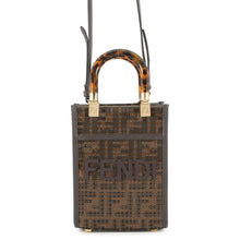 Load image into Gallery viewer, FENDI Zucca Sunshine Shopper 2-Way Handbag Brown8BS051 Canvas Leather Sequins
