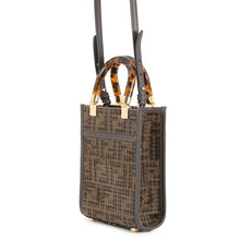 Load image into Gallery viewer, FENDI Zucca Sunshine Shopper 2-Way Handbag Brown8BS051 Canvas Leather Sequins
