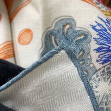 Load image into Gallery viewer, HERMES Carre Geant &quot;The World of HERMES&quot; White/ Pink/Multicolor Cashmere70% Silk30%
