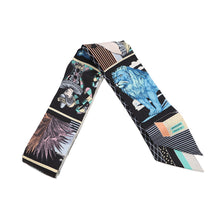 将图像加载到图库查看器中，HERMES Scarf Twilly &quot;Grand Theatre Nouveau&quot; Black/Blue/VertH063761S Silk 100%
