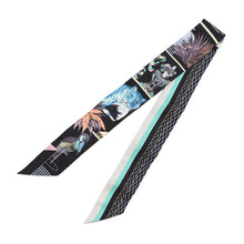 将图像加载到图库查看器中，HERMES Scarf Twilly &quot;Grand Theatre Nouveau&quot; Black/Blue/VertH063761S Silk 100%

