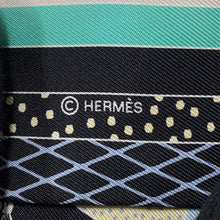 将图像加载到图库查看器中，HERMES Scarf Twilly &quot;Grand Theatre Nouveau&quot; Black/Blue/VertH063761S Silk 100%
