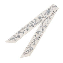 将图像加载到图库查看器中，HERMES Scarf Twilly Les Cres à Pois White/Gris Assie/Multicolor Silk 100%
