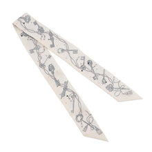将图像加载到图库查看器中，HERMES Scarf Twilly Les Cres à Pois White/Gris Assie/Multicolor Silk 100%

