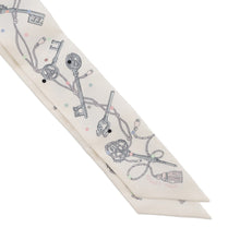 将图像加载到图库查看器中，HERMES Scarf Twilly Les Cres à Pois White/Gris Assie/Multicolor Silk 100%
