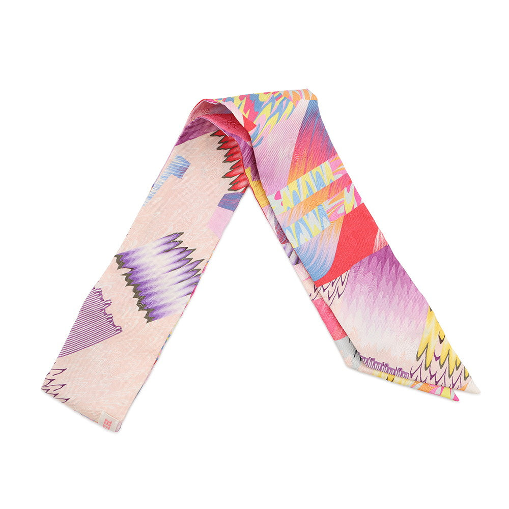 HERMES Twilly Kyoto Marble Scarf Rose/Multicolor Silk 100%