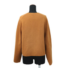 将图像加载到图库查看器中，HERMES HenBiais H Ambie Reversible Knit Short Collarless Jacket Size 34 Brown Cashmere63% Cotton35% Nylon2%
