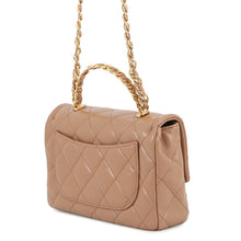 将图像加载到图库查看器中，CHANEL Matelasse Top Handle 2-Way Chain Shoulder Bag BeigeAS4023 Shiny Lambskin Size Small
