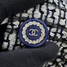 Load image into Gallery viewer, CHANEL Collarless Tweed Jacket Size 36 Gray/Navy/SilverP60886 Viscose 47% Polyamide 30% Cotton 16% Polyester 5% Metal Polyester 2%
