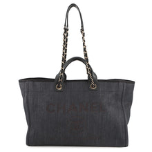 将图像加载到图库查看器中，CHANEL Deauville shopping bag Navy/BlackA93786 Raffia Leather Size GM
