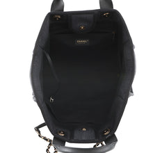 将图像加载到图库查看器中，CHANEL Deauville shopping bag Navy/BlackA93786 Raffia Leather Size GM
