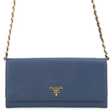 Load image into Gallery viewer, PRADA Chain wallet Blue1M1290 Saffiano LeatherLeather
