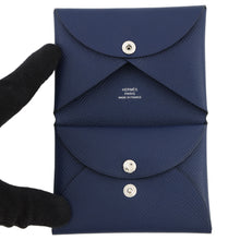 将图像加载到图库查看器中，HERMES Calvi Duo Blue Saphir Epsom
