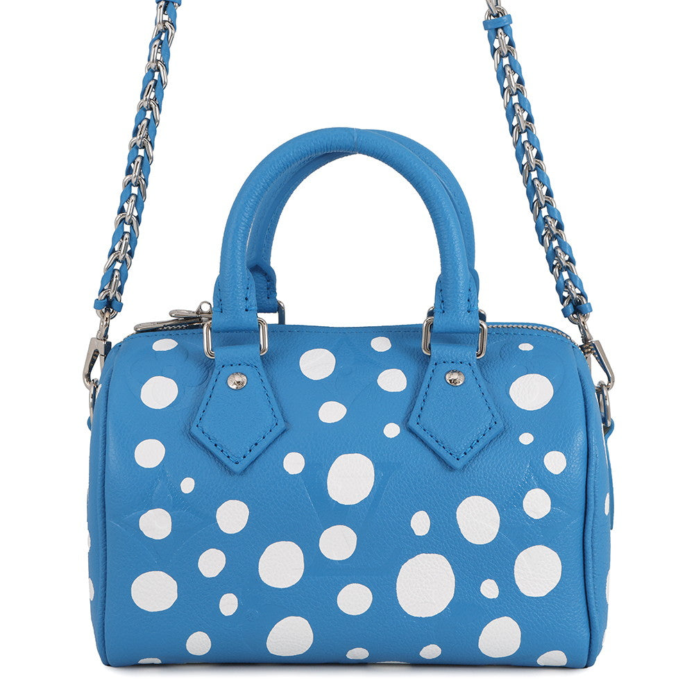 LOUIS VUITTON LVxYK Speedy Bandouliere Blue/WhiteM46425 Monogram Empreinte Leather Infinity Dot Size 20