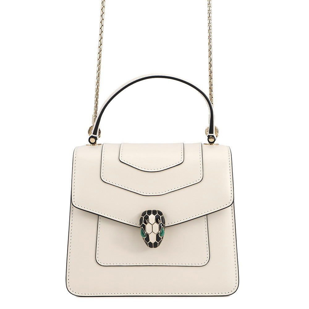 BVLGARI Serpenti Forever 2-Way Shoulder Bag White290572 Calf Leather Size S