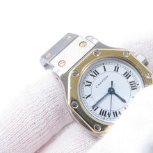 将图像加载到图库查看器中，CARTIER Santos Octagon SM W25mm Stainless Steel K18YG White Dial
