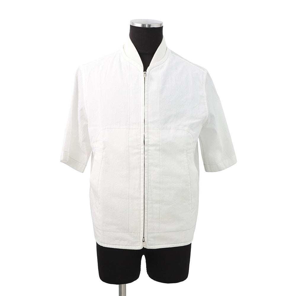 HERMES Zip-up short-sleeved overshirt Size Chronomat 44 White Cotton100%