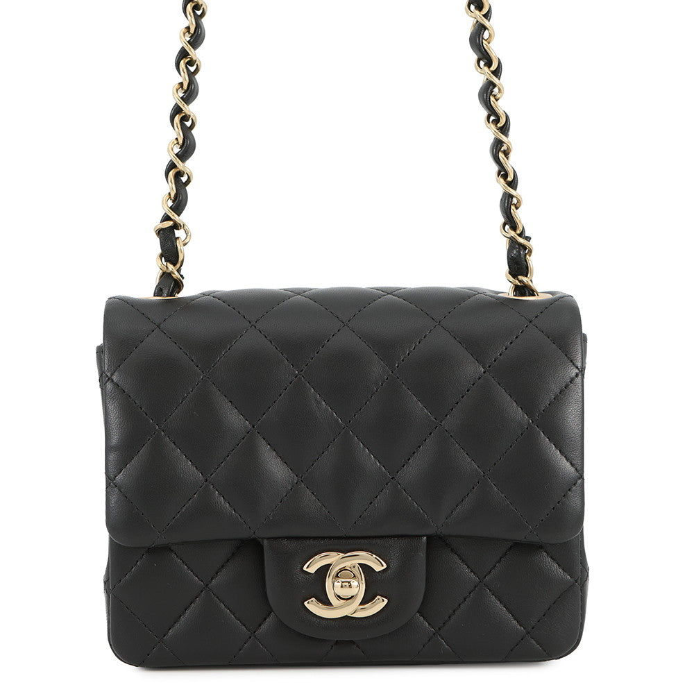 CHANEL Mini Matelasse Single Flap Single Chain Shoulder Bag BlackA35200 Lambskin