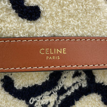 将图像加载到图库查看器中，CELINE Triomphe Ava One Shoulder Bag White/Navy/Tan193952 Polyamide Leather Size Medium
