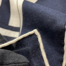 将图像加载到图库查看器中，HERMES Giant Square Imaginary Saddle Marine/White/Blue Cashmere70% Silk30%
