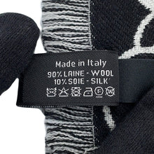 将图像加载到图库查看器中，CHANEL CC Logo Stole White/Black Wool 90% Silk10%
