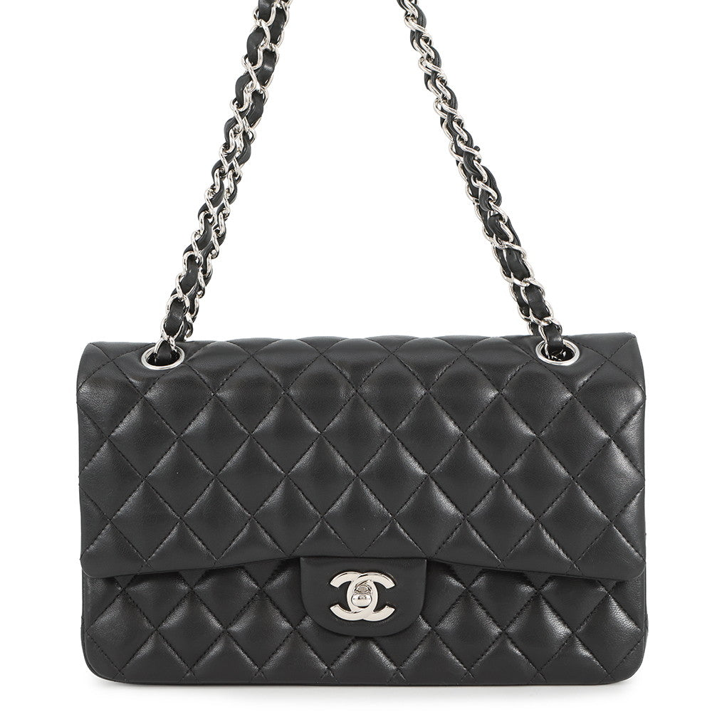CHANEL Matelasse W flap WChainShoulder Bag BlackA01112 Lambskin Size 25