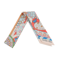 将图像加载到图库查看器中，HERMES Twilly LES MURMURES DE LA FORET Whispers of the Forest BeigeRose/Rose/Blue Silk100%
