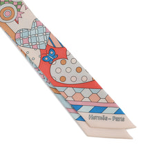 将图像加载到图库查看器中，HERMES Twilly LES MURMURES DE LA FORET Whispers of the Forest BeigeRose/Rose/Blue Silk100%
