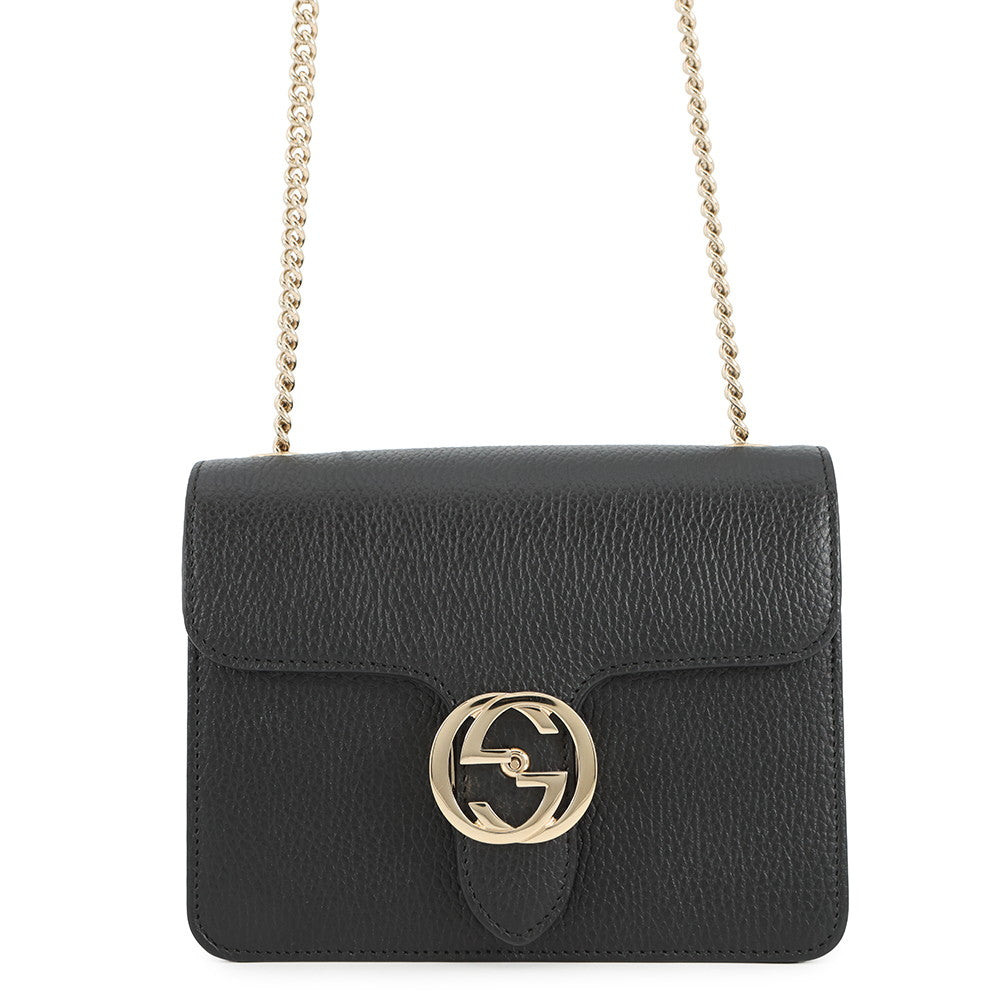 GUCCI Interlocking G ChainShoulder Bag Black510304 Leather