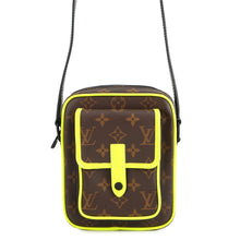 将图像加载到图库查看器中，LOUIS VUITTON Christopher wearable wallet Noir/Brown/Neon YellowM80793 Monogram Macassar Canvas
