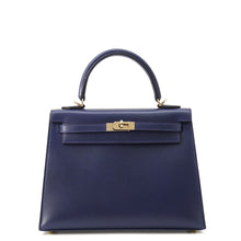 将图像加载到图库查看器中，HERMES Kelly Sellier Blue Abysse Tadelakt Leather Size 25
