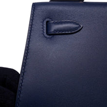 将图像加载到图库查看器中，HERMES Kelly Sellier Blue Abysse Tadelakt Leather Size 25
