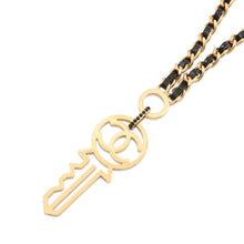 将图像加载到图库查看器中，CHANEL CC Logo Key Motif Necklace Metal Leather
