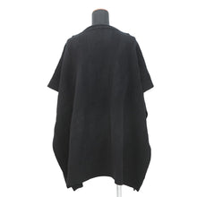 将图像加载到图库查看器中，HERMES H Pattern Rectangular Cape Poncho Size 34 Black4E2904D3 Wool 100%
