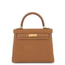 将图像加载到图库查看器中，HERMES Kelly Retourne Gold Togo Leather Size 25
