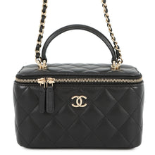 将图像加载到图库查看器中，CHANEL Matelasse CC Logo Chain Vanity Bag BlackAP2199 Lambskin
