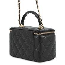 将图像加载到图库查看器中，CHANEL Matelasse CC Logo Chain Vanity Bag BlackAP2199 Lambskin
