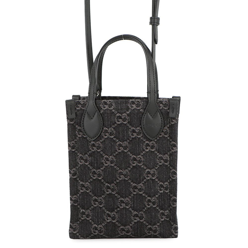 GUCCI GGDenim 2Way Shoulder Bag Black773730 Denim Leather