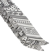 将图像加载到图库查看器中，HERMES Twilly Frill Apron Doll Bandana White/BlackH852978S Silk100%
