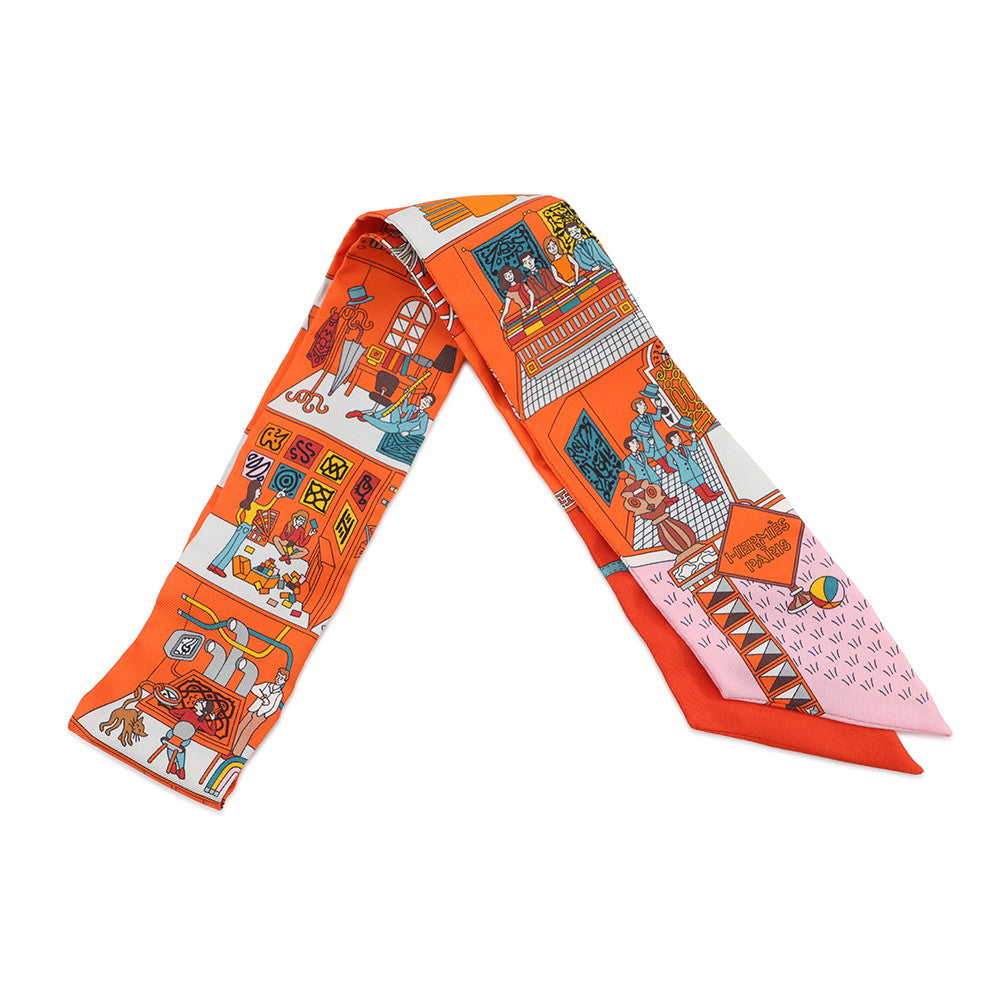 HERMES Twilly Maison de Carre Orange/CapucinesH062941S Silk100%