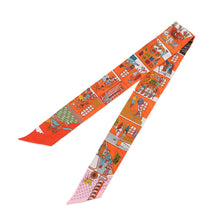 将图像加载到图库查看器中，HERMES Twilly Maison de Carre Orange/CapucinesH062941S Silk100%
