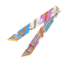 将图像加载到图库查看器中，HERMES Scarf Twilly Bridle and Bag Charm Cyclamen/Bluevif/WhiteH062849S Silk100%
