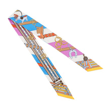 将图像加载到图库查看器中，HERMES Scarf Twilly Bridle and Bag Charm Cyclamen/Bluevif/WhiteH062849S Silk100%
