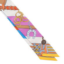 将图像加载到图库查看器中，HERMES Scarf Twilly Bridle and Bag Charm Cyclamen/Bluevif/WhiteH062849S Silk100%
